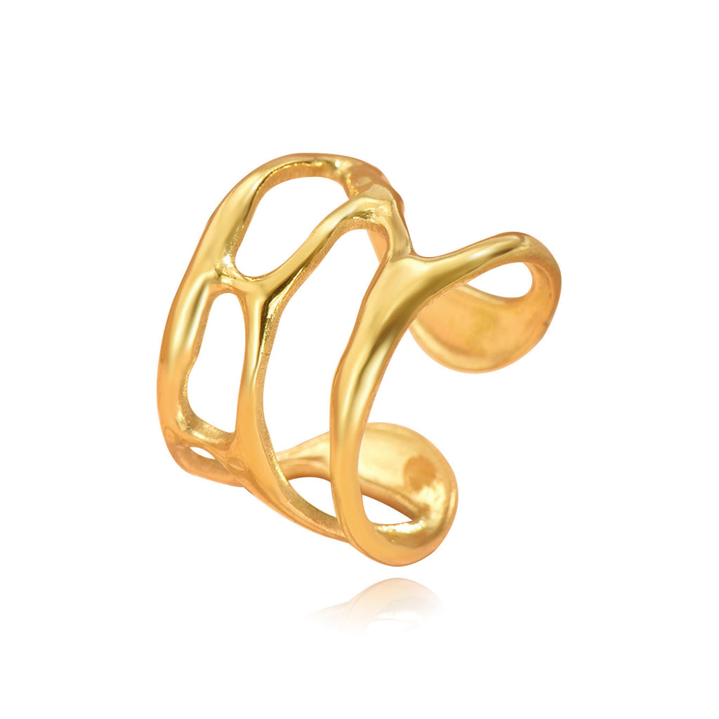 Adjustable Stainless Steel Hollow Open Ring