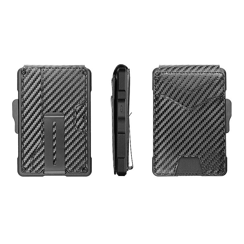 Men's Card Holder, Metal Anti-Magnetic Anti-Theft Automatic Card-Ejecting Wallet, Credit Card and Business Card Case Wallet