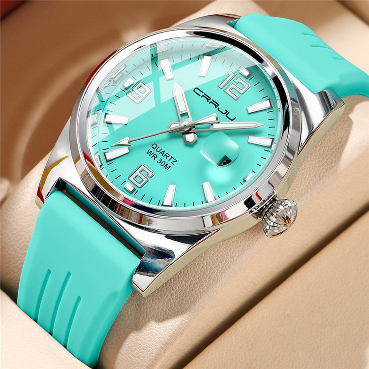 CRRJU Quartz Watch Leather Strap Waterproof