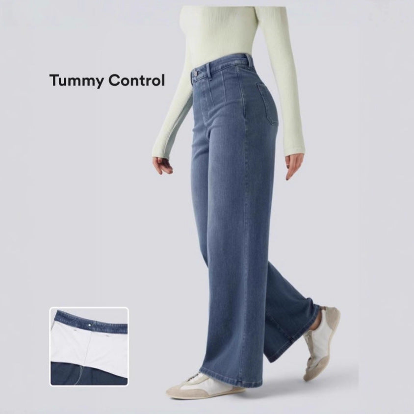 High Waist Washed Denim Jeans for Women