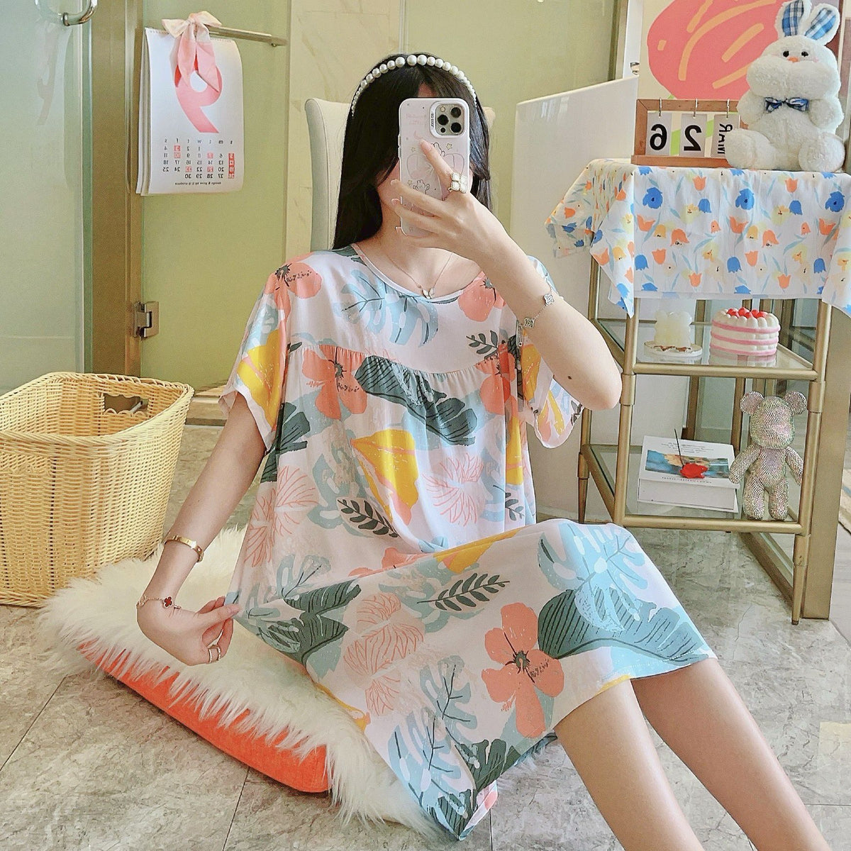 Thin sleeping dresses for women in spring  autumn and summer