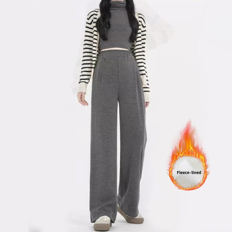 Maternity Wide-Leg Fleece-Lined Warm Leggings