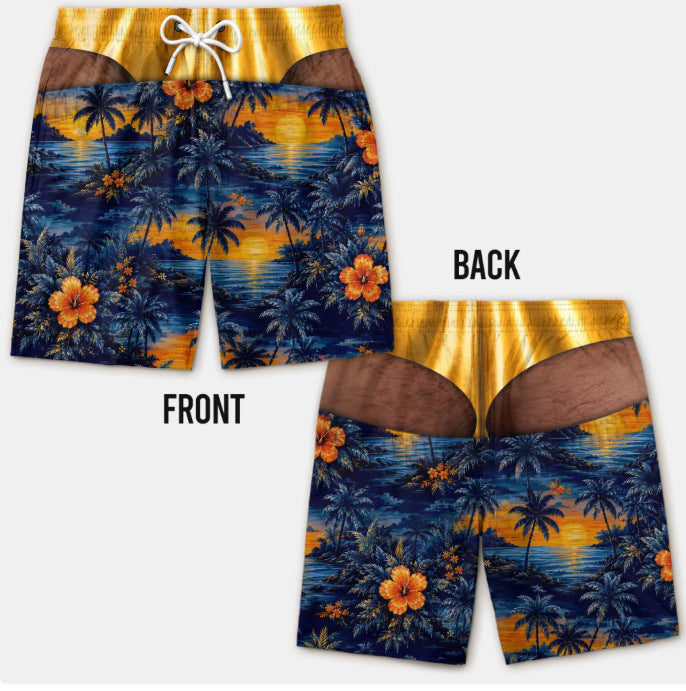 Men's 3D Patriotic Print Loose Beach Shorts