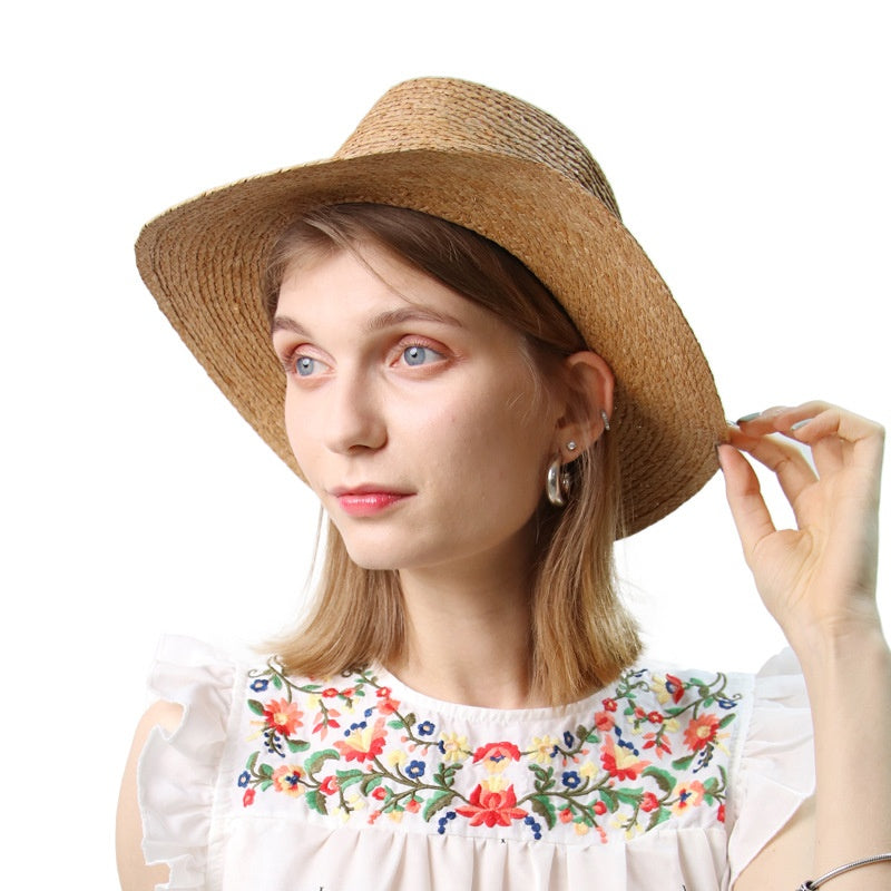 Unisex Raffia Panama Hat Sun Protection Wide Brim Jazz Hat