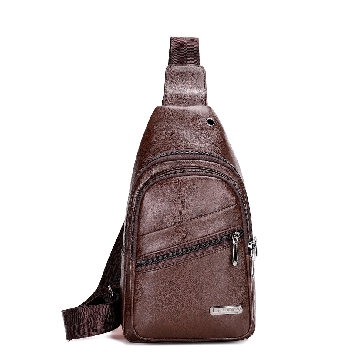 Mens PU Leather Crossbody Chest Bag