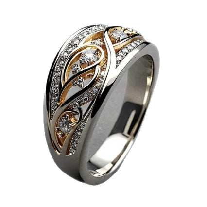 Light Luxury Fashion Palace-Style Patterned Zircon Ring