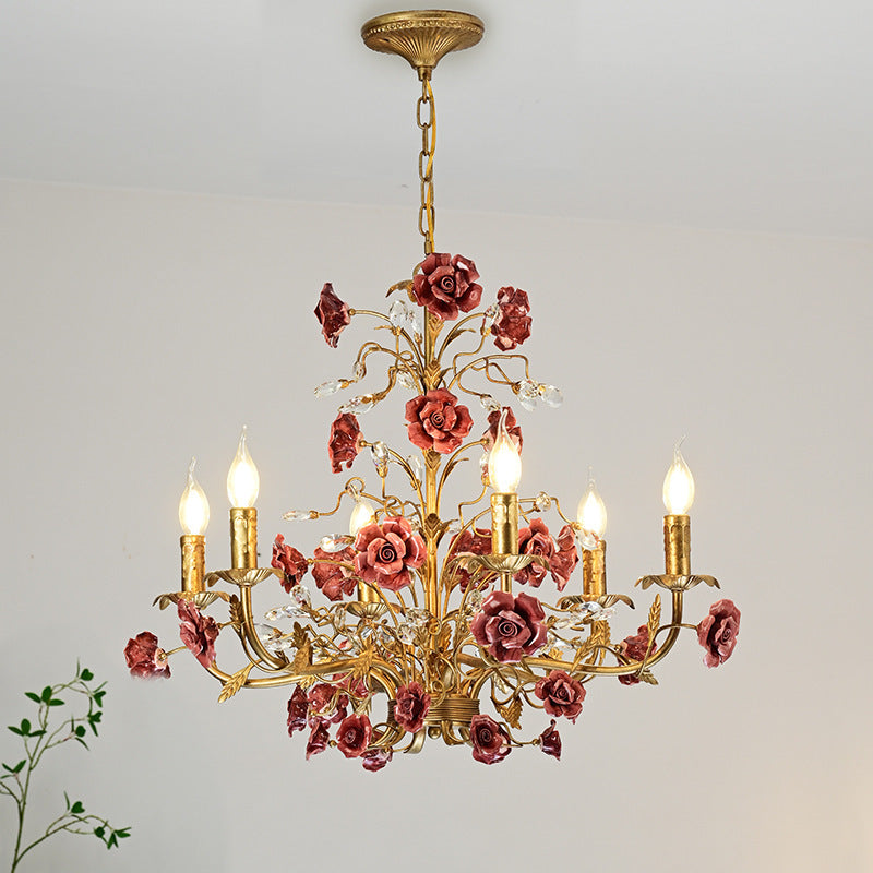 Vintage Floral Ceramic Chandelier