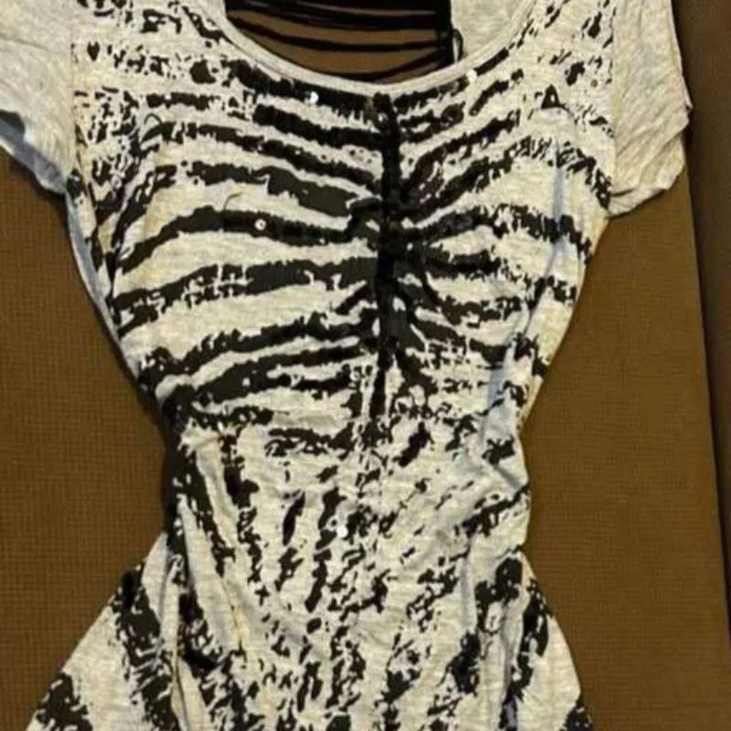 Printed Round Neck Short Sleeved Dress