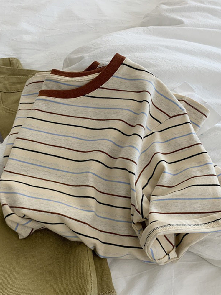 Retro Striped Cotton Tshirt