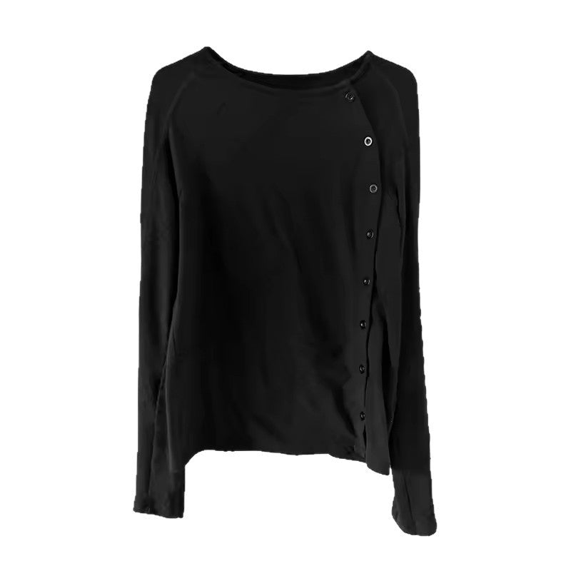 Long-Sleeve T-Shirt with Side Button Design, Unisex