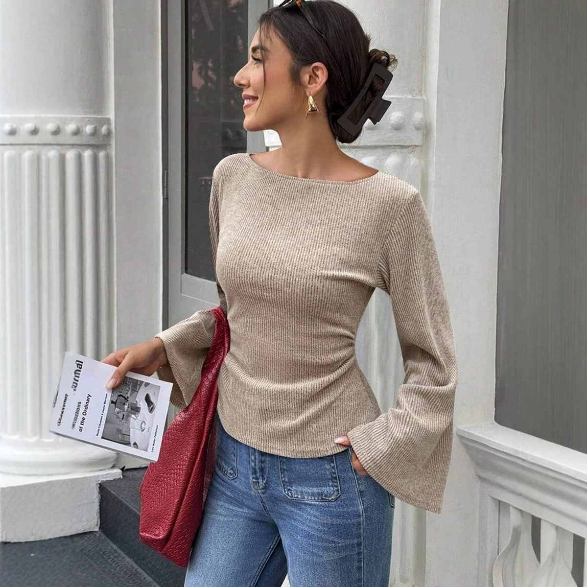 Brushed long-sleeve T-shirt