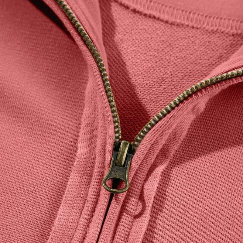 Zipper V Neck Hooded Sweatshirt