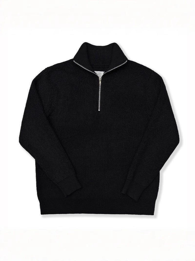 Half Zip Turtleneck Sweater Cotton Blend Loose Fit Top
