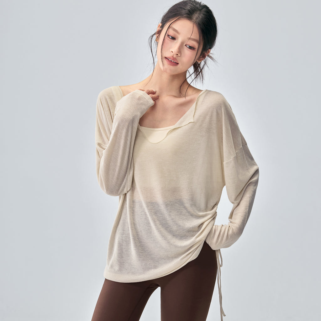 Womens Loose Fit Yoga Long Sleeve Top