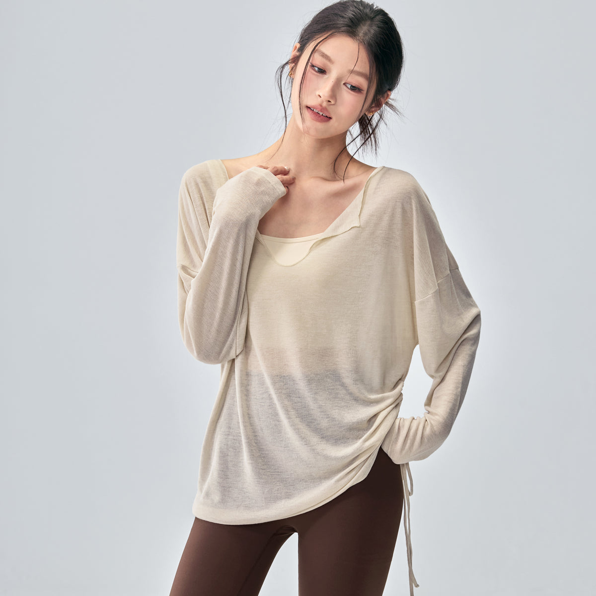Womens Loose Fit Yoga Long Sleeve Top