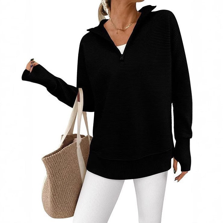 Ribbed Knitted Sweater Pullover for Women