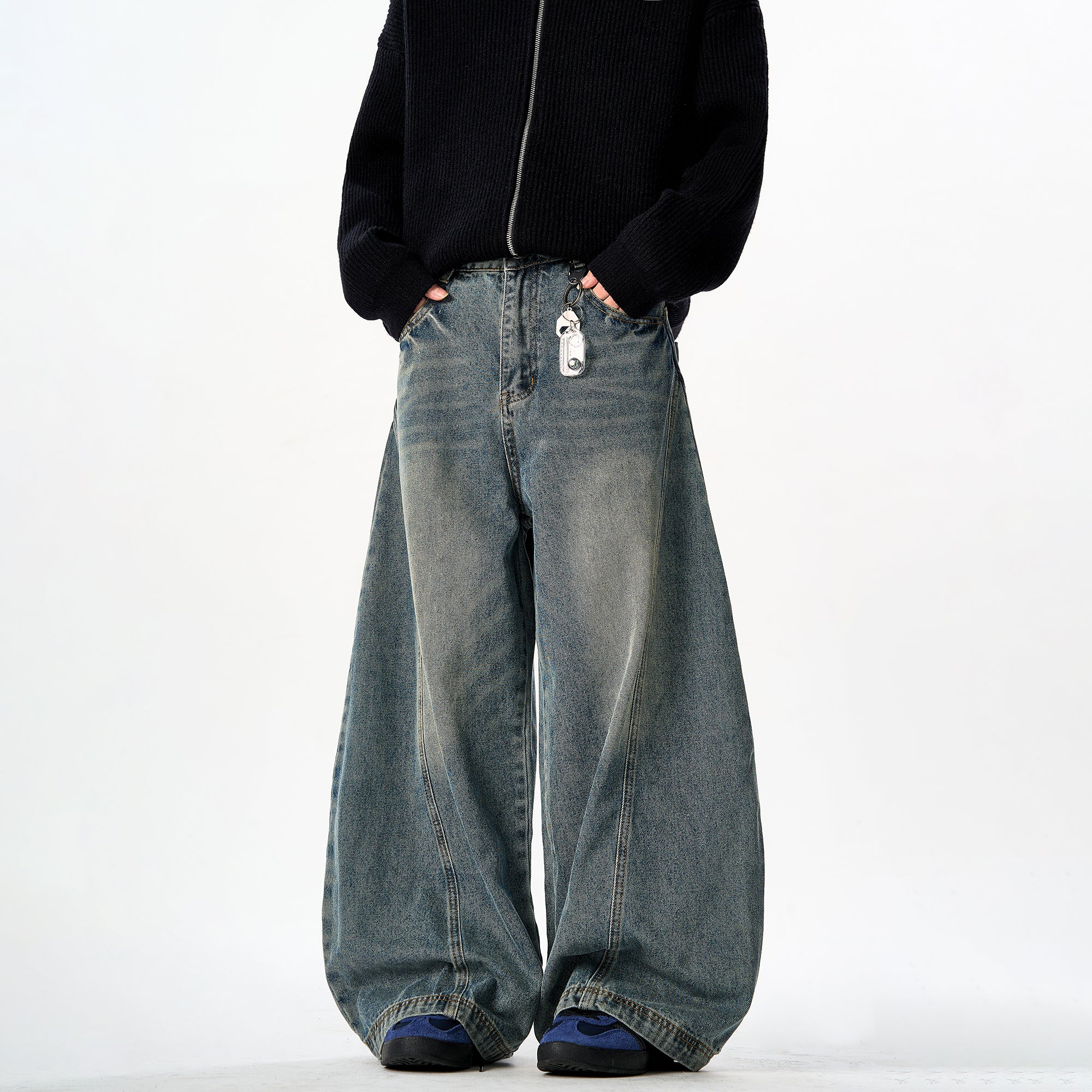 American Retro Washed Denim Jeans Unisex Loose Straight-Leg Pants