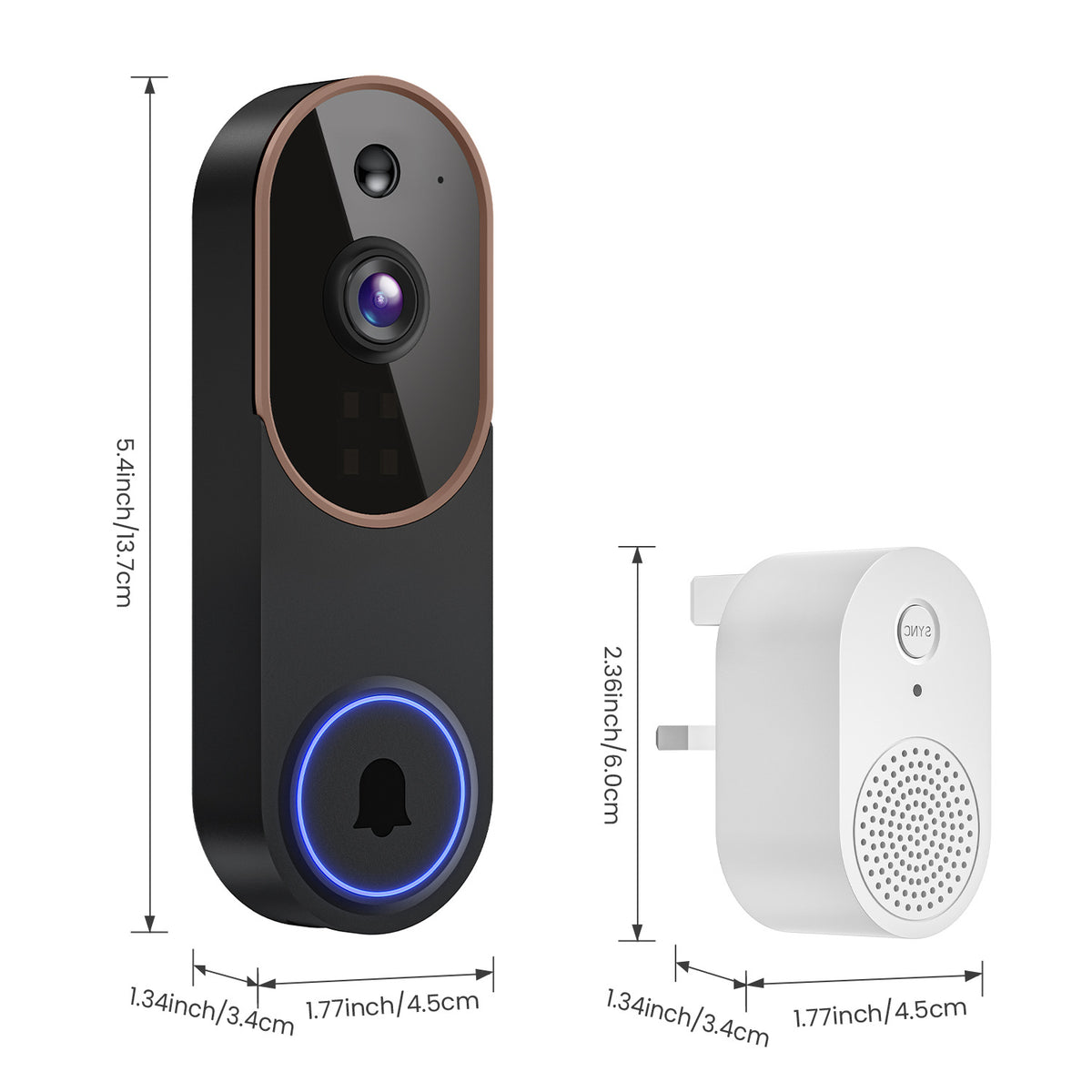 Video Doorbell Camera with Voice Intercom, Monitoring, Wifi, Hd Night Vision, Smart Doorbell, Electronic Peephole
