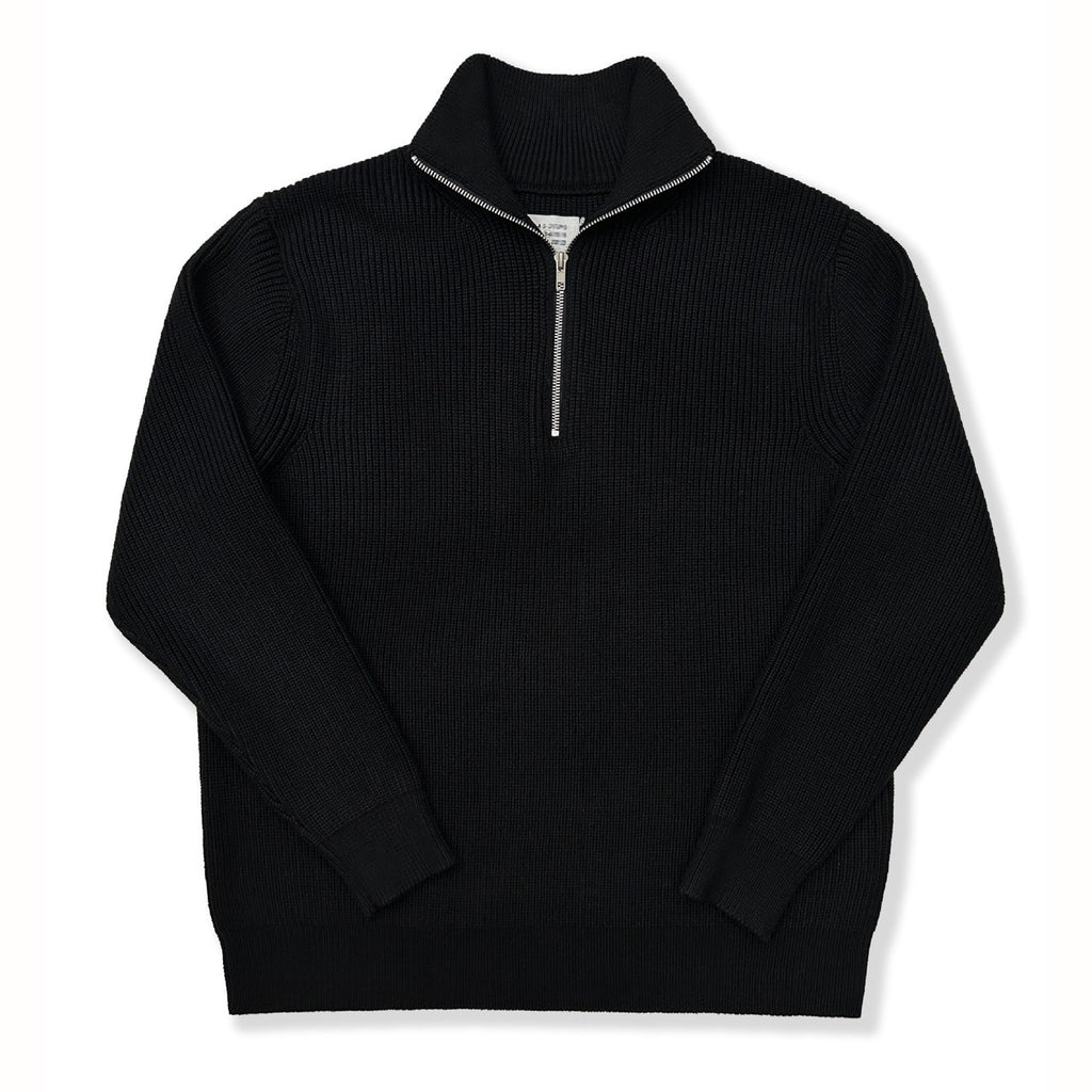 Half Zip Turtleneck Sweater Cotton Blend Loose Fit Top
