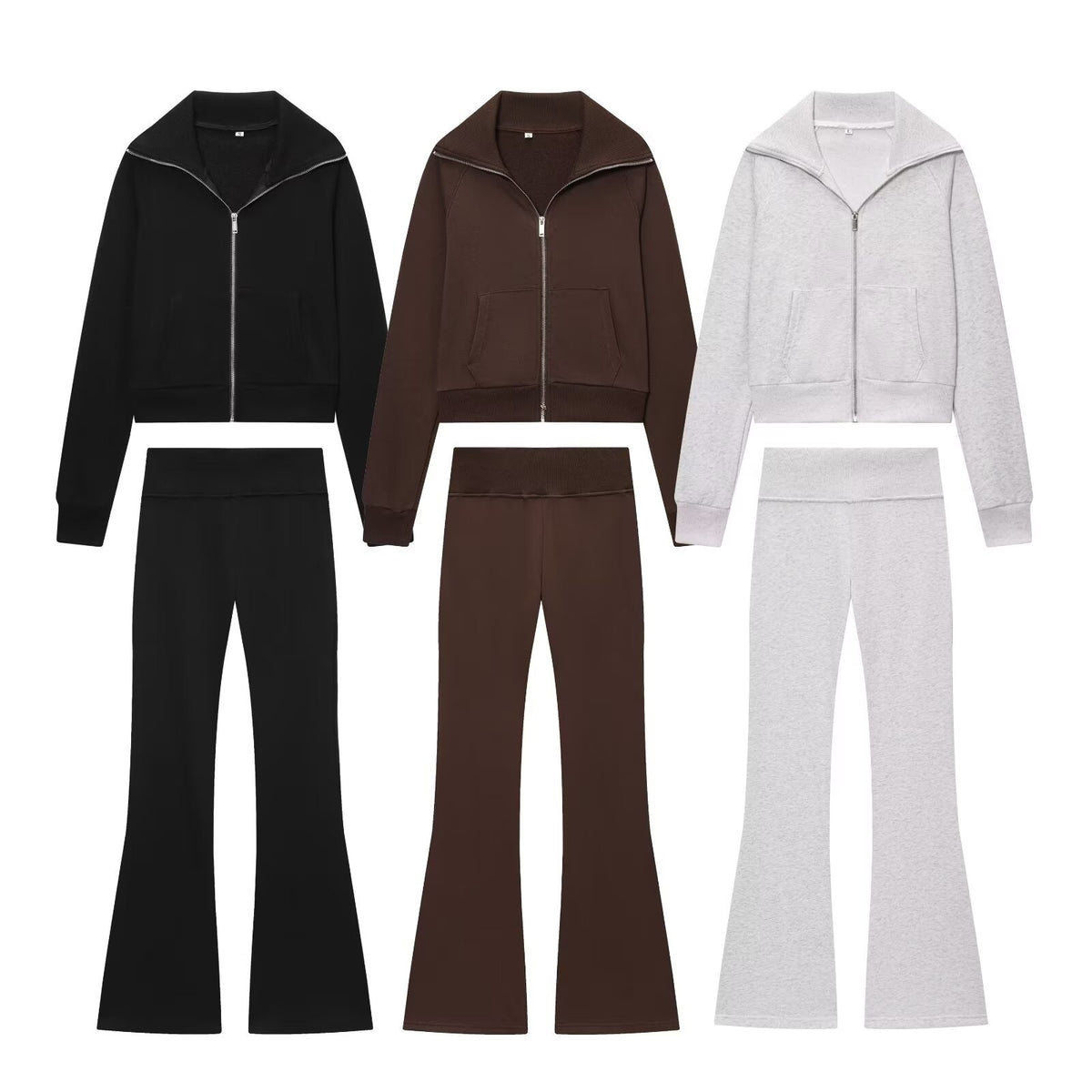 Womens Fleece Zipper Jacket and Pants Set