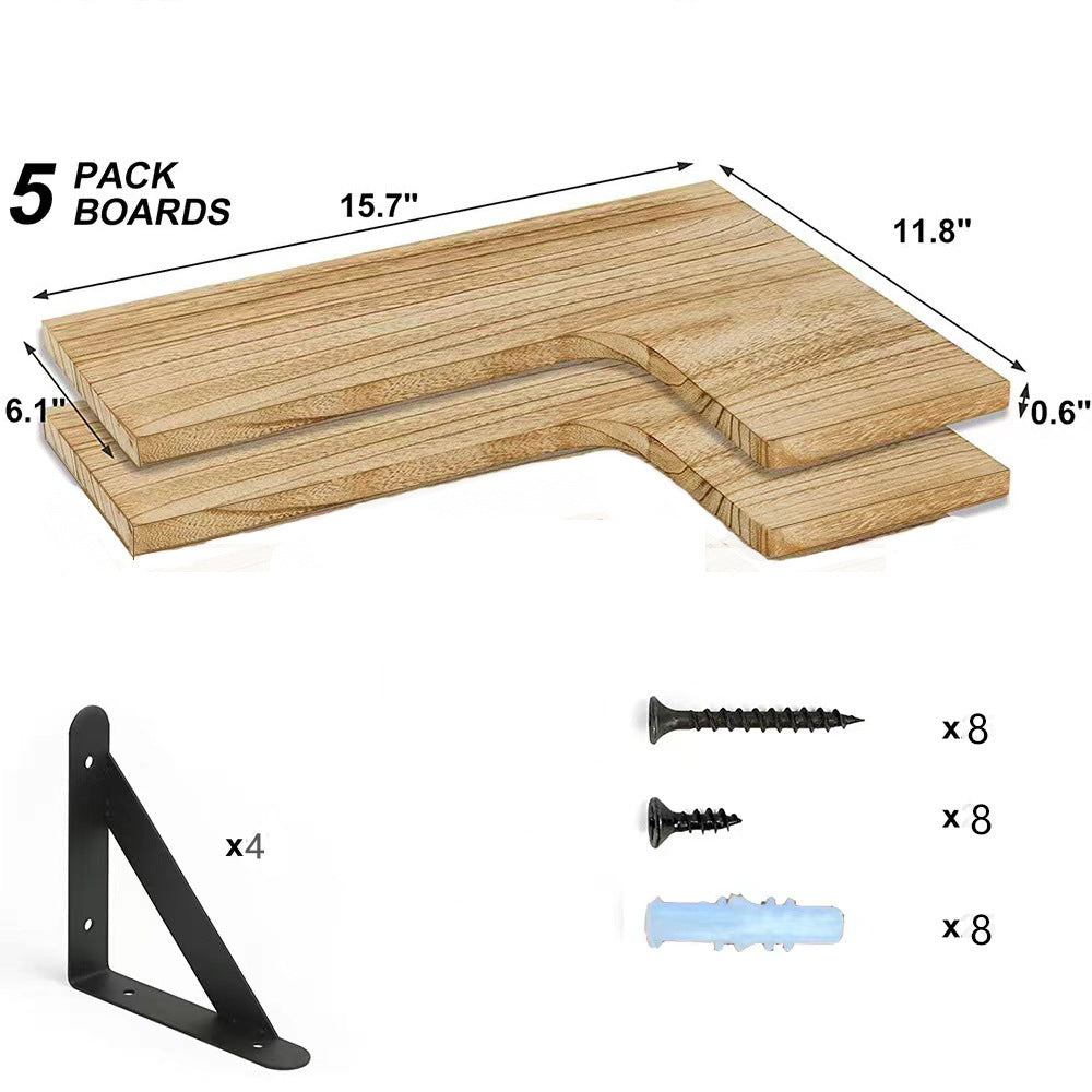 Floating Wood Shelf Wall Mounted Storage Rack