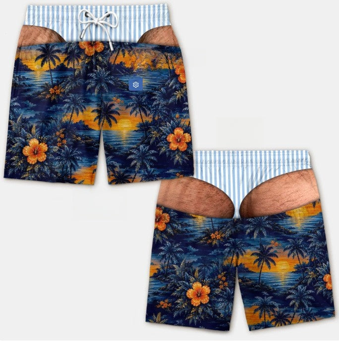 Men's 3D Patriotic Print Loose Beach Shorts
