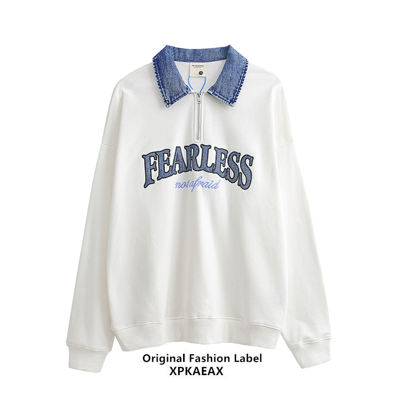 Denim Lapel Polo Shirt Oversize Unisex