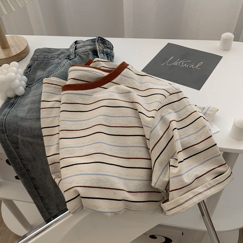 Retro Striped Cotton Tshirt