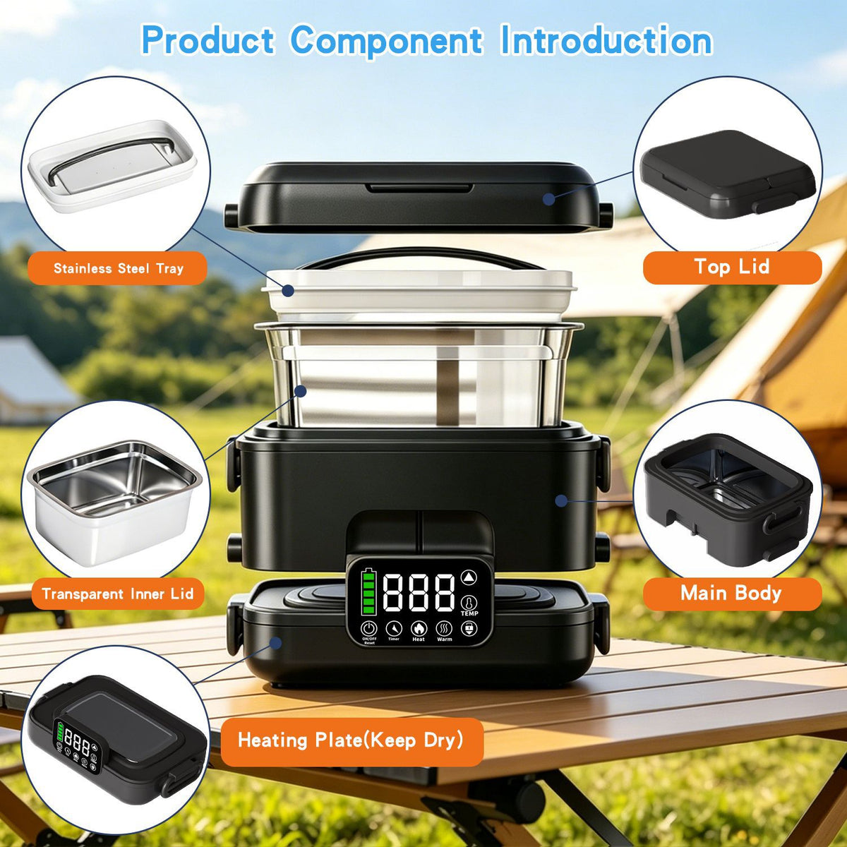 Wireless Heating Lunch Box Portable Insulation Container