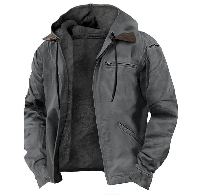 Mens Fleece-Lined Hooded Jacket