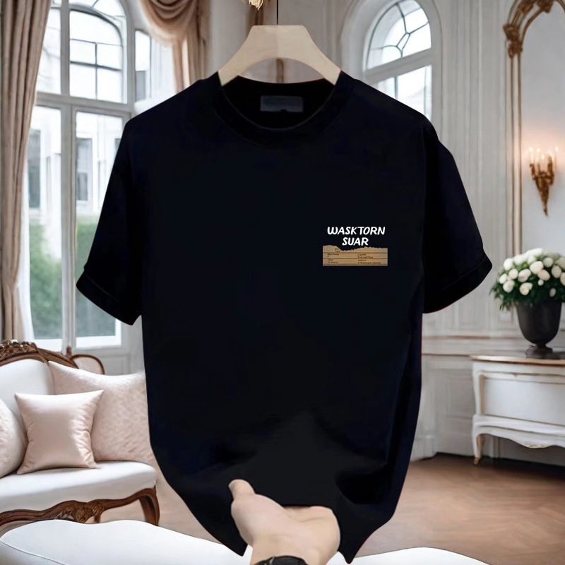Mens Cotton Short Sleeve Tshirt Loose Fit Printed Tops