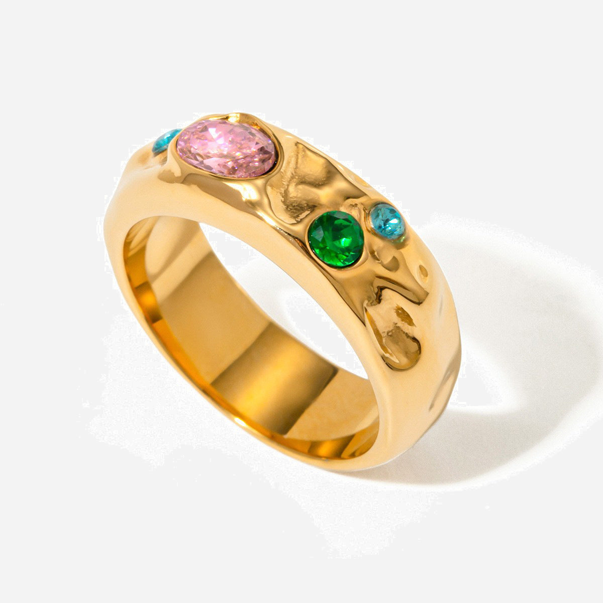 Gold Plated Zircon Geometric Ring