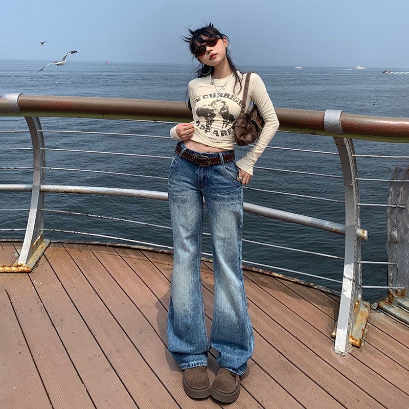 Retro Low-Waisted Bootcut Jeans for Women