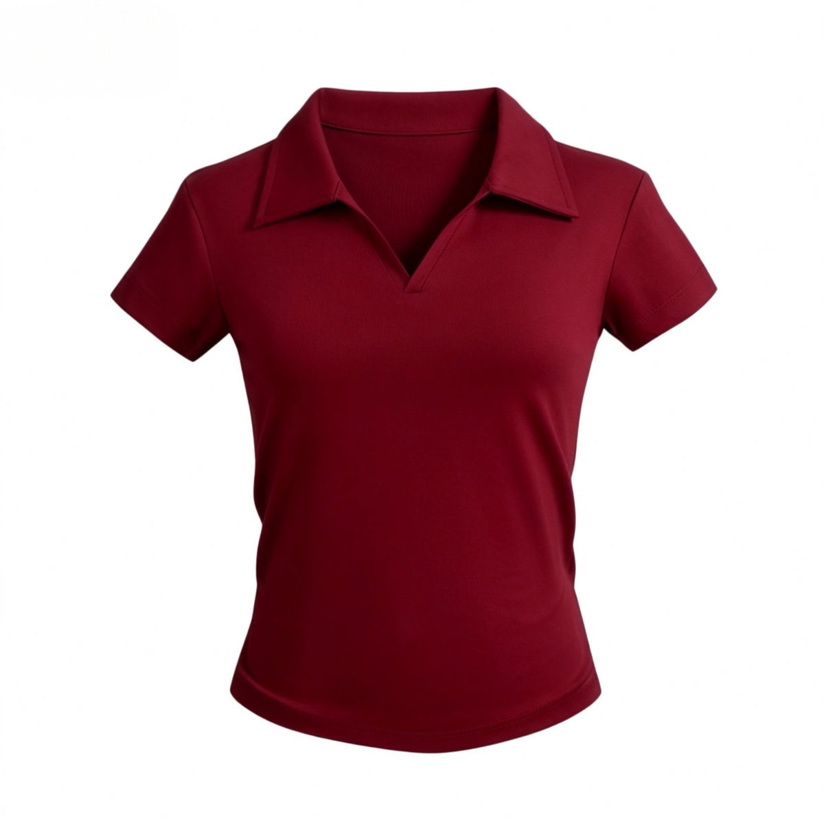 Small V-Neck,Short Fit, Waist-Cinching, Slim Fit Short-sleeve T-shirt