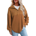 Zipper V Neck Hooded Sweatshirt