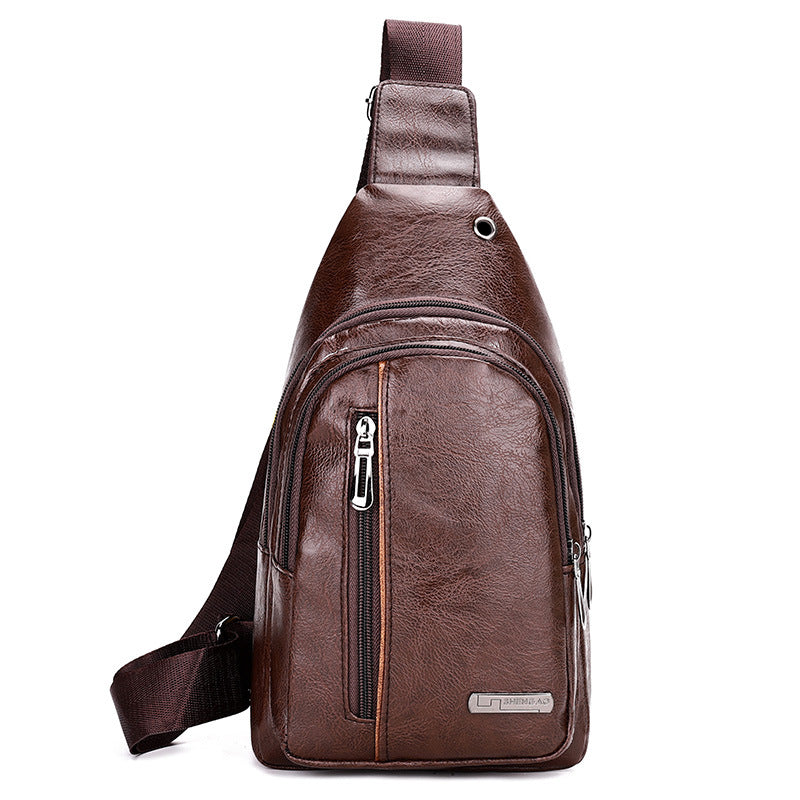 Mens PU Leather Crossbody Chest Bag