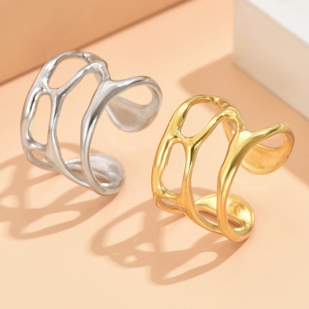 Adjustable Stainless Steel Hollow Open Ring