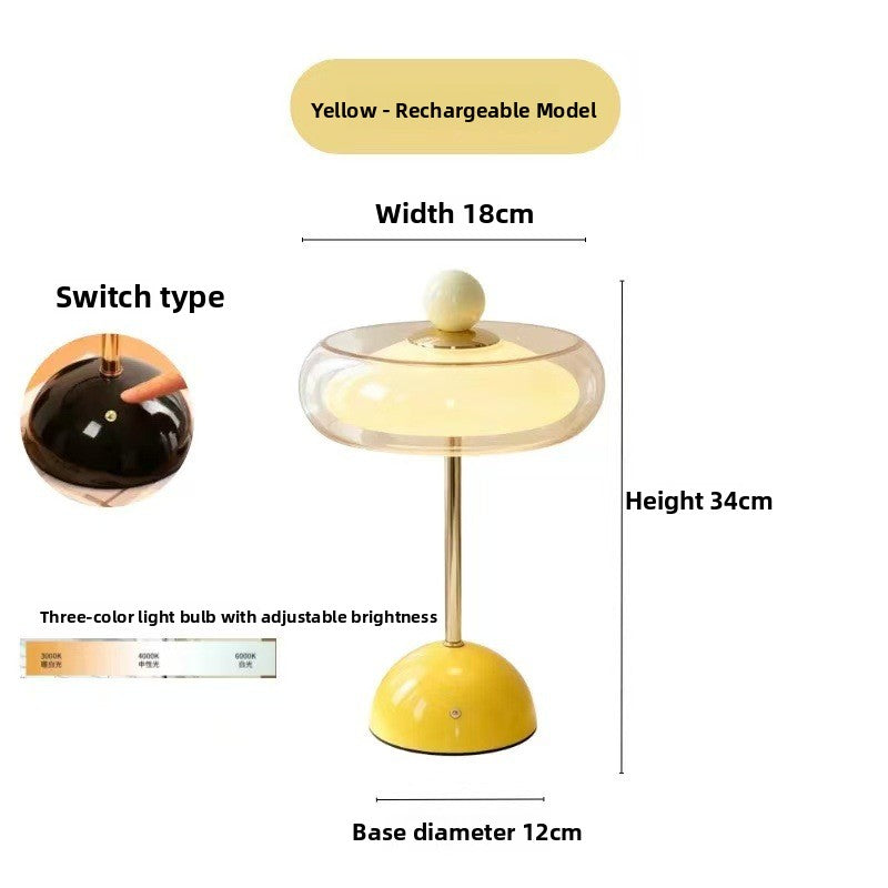 Glass Mushroom Table Lamp with USB Charging