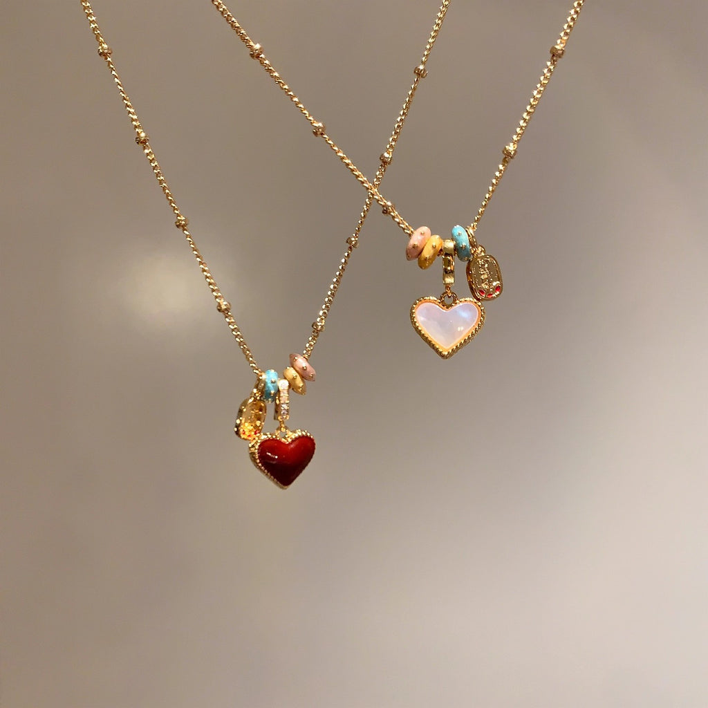 Red Glaze Heart Pendant Necklace