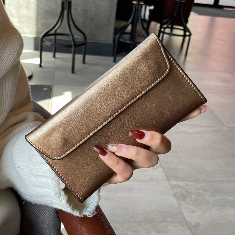 Genuine Leather Long Wallet for Women with Large Capacity