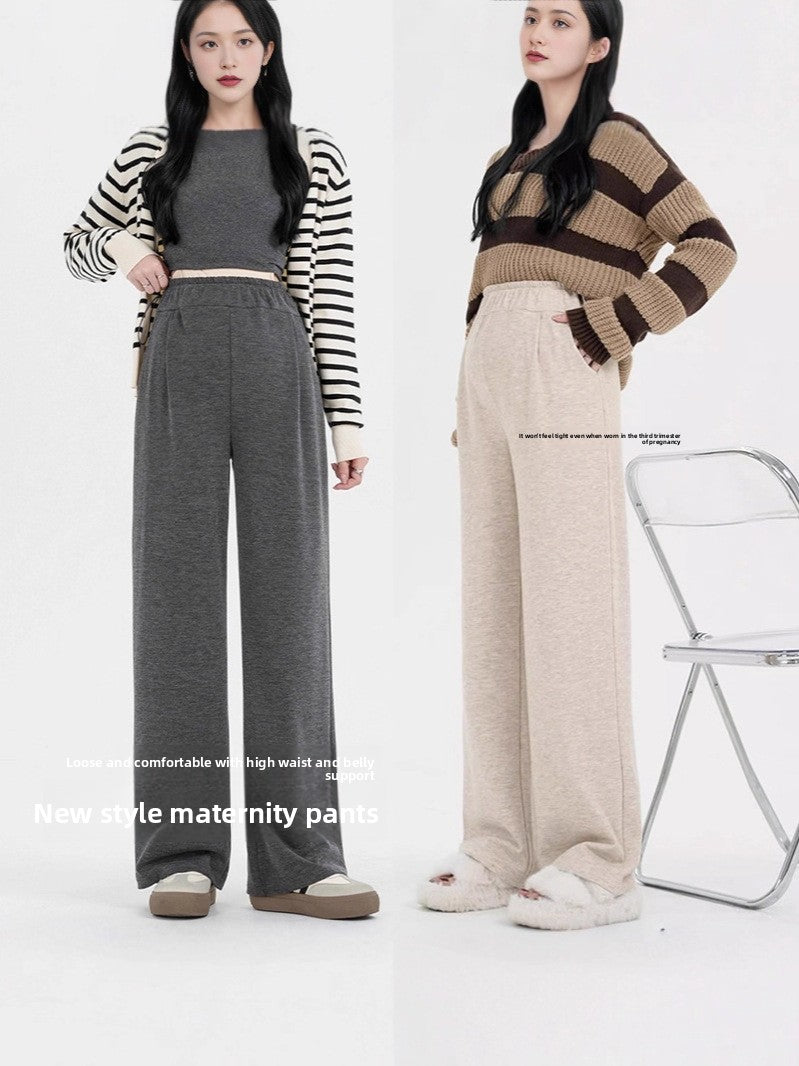 Maternity Wide-Leg Fleece-Lined Warm Leggings