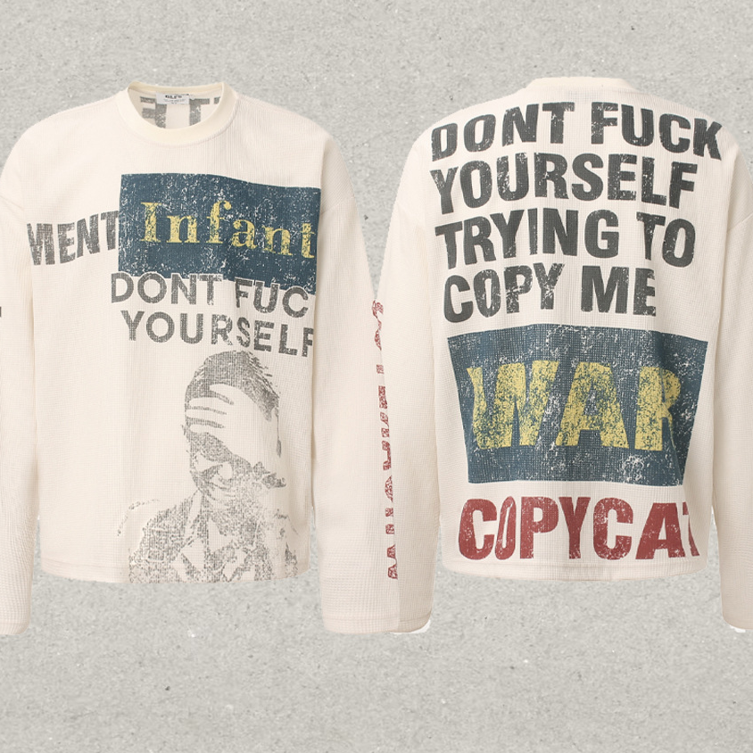 Lazy Style Retro Round-neck Printed Sweatshirt