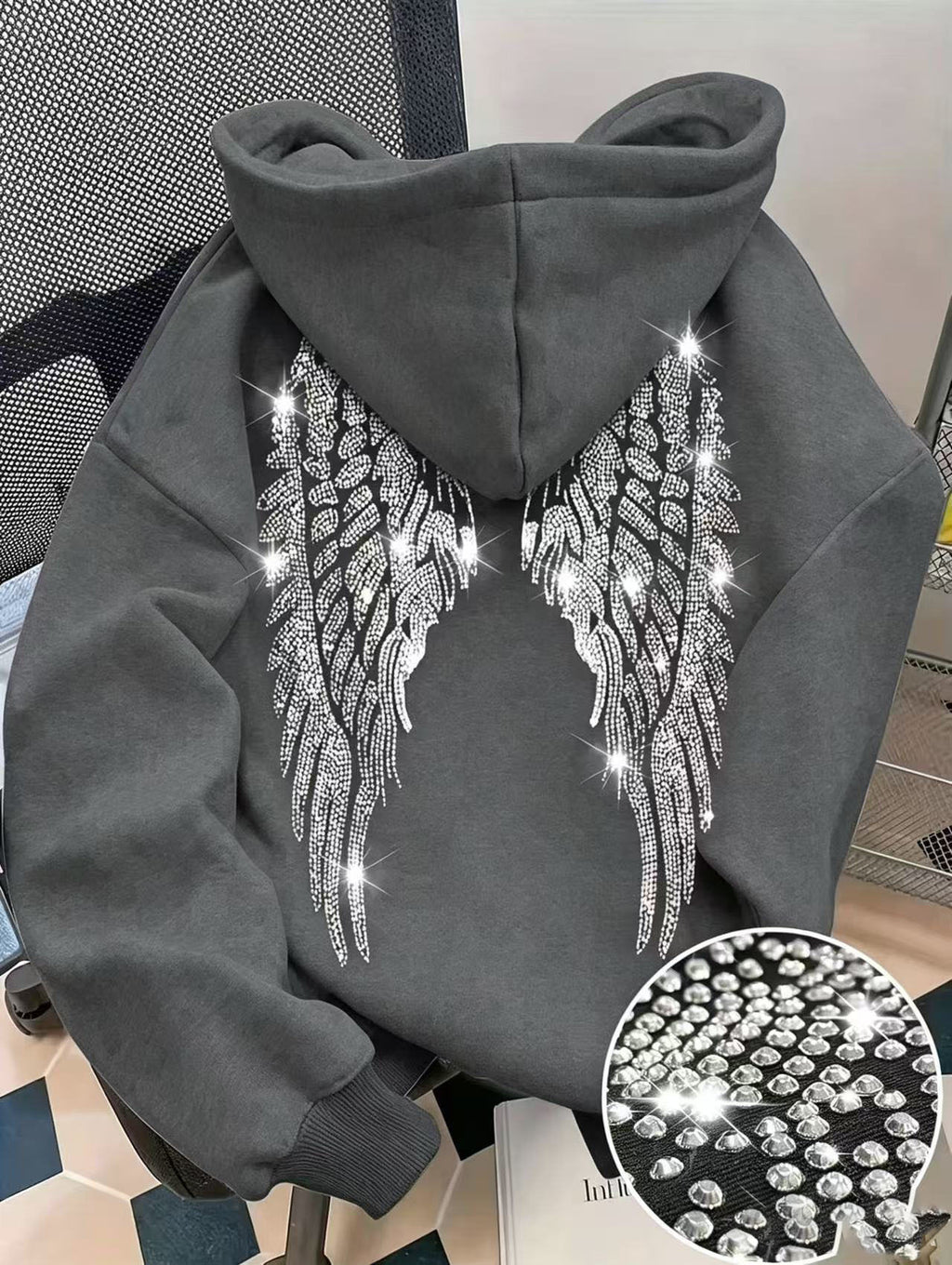 Women's long-sleeved printed hooded sweatshirt