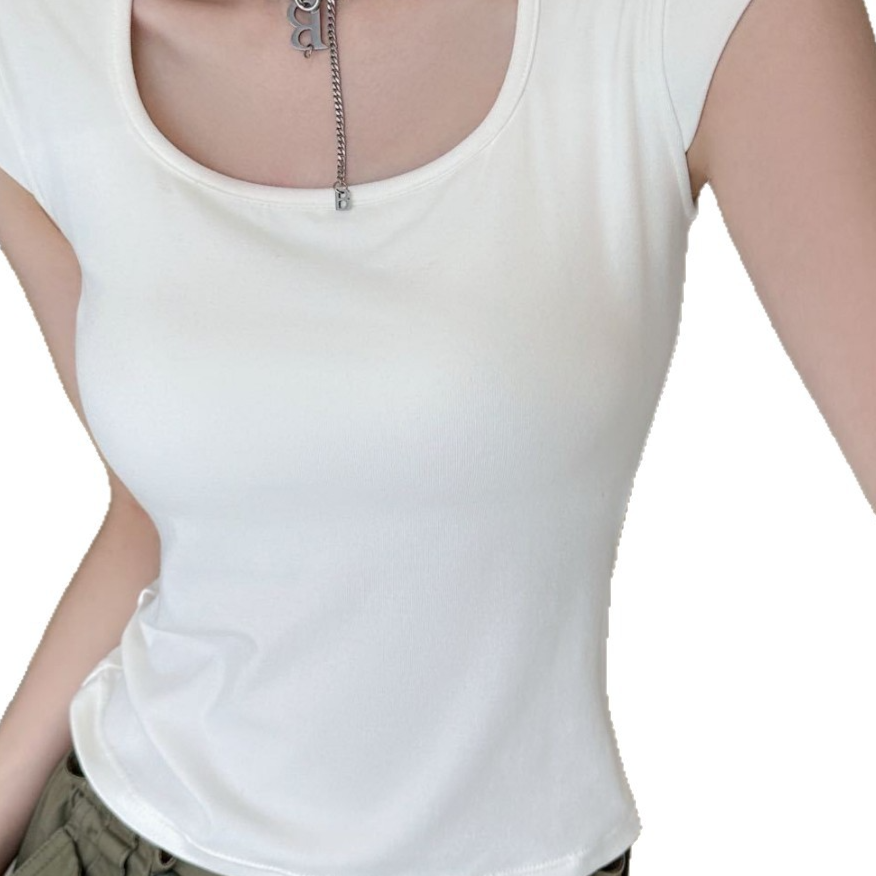 Flutter-sleeve T-shirt with built-in bra pads