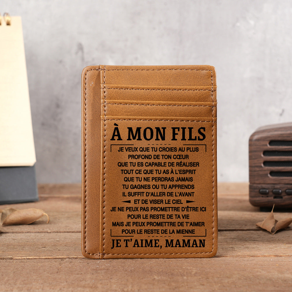 Ultra Thin Laser Engraved PU Leather Card Holder Wallet