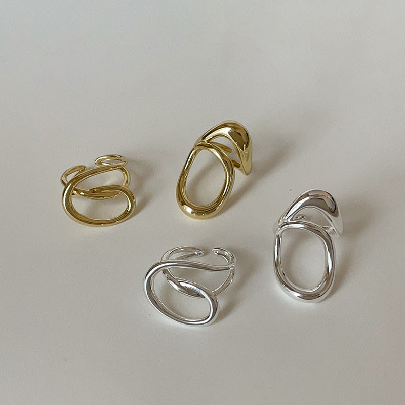 Simple Design Hollow Metal Ring for Women