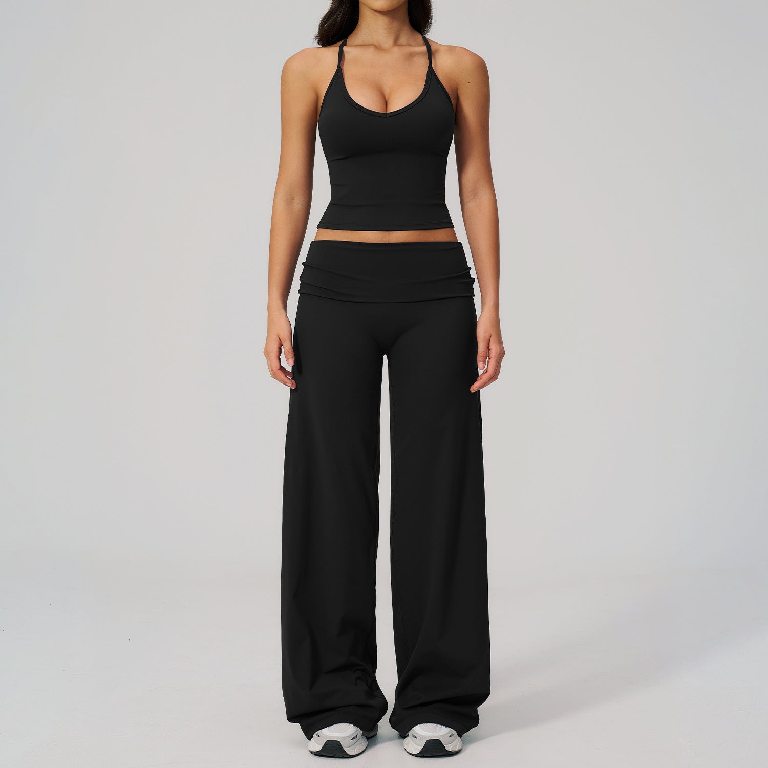 Women's Racerback Yoga Set with Wide-Leg Pants