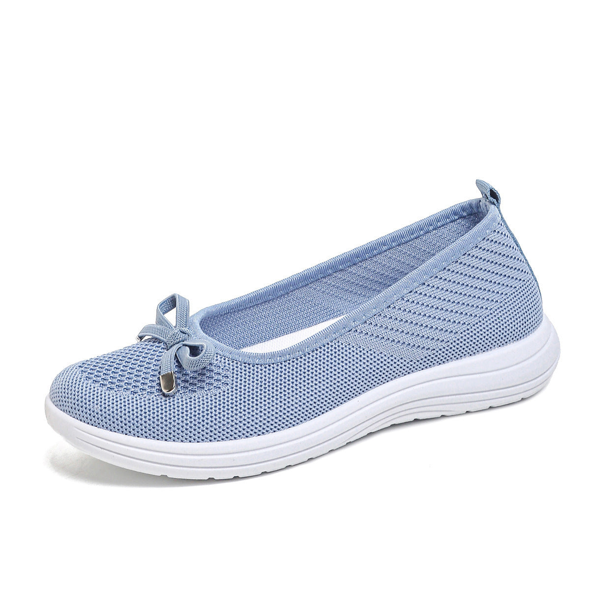 Womens Breathable Fly-Knit Bowknot Casual Walking Shoes