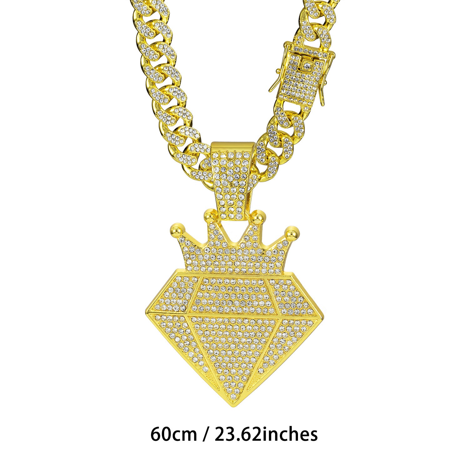 alloy diamond studded crown diamond Cuban necklace pendant