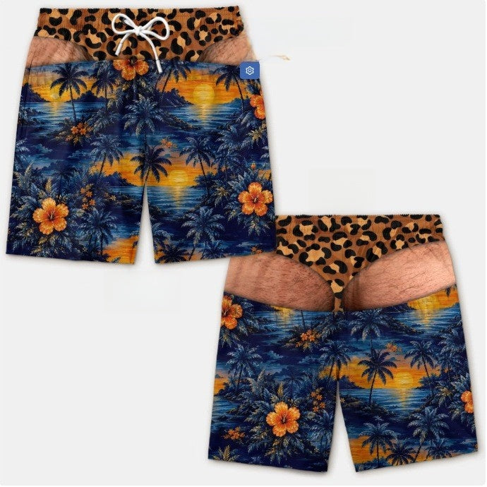 Men's 3D Patriotic Print Loose Beach Shorts